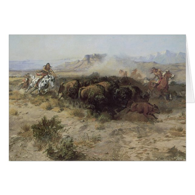 Chasse aux bisons n° 26 par CM Russell, Indiens d' (Devant horizontal)