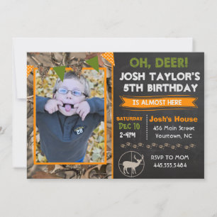 Chasse aux cerfs Camo Invitation Anniversaire