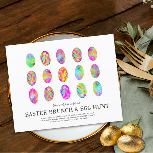 Chasse aux oeufs de Pâques Brunch Aquarelle coloré