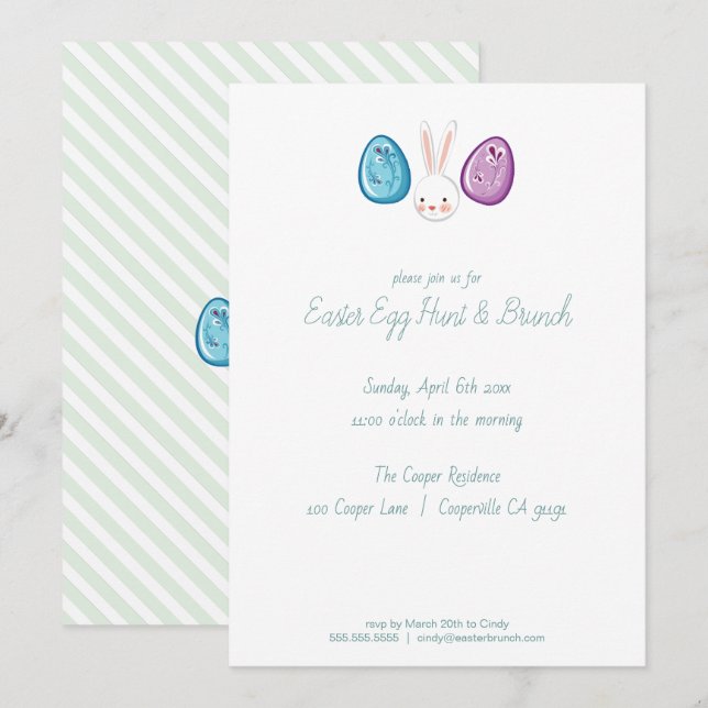 Chasse aux oeufs de Pâques et invitation au brunch (Devant / Derrière)