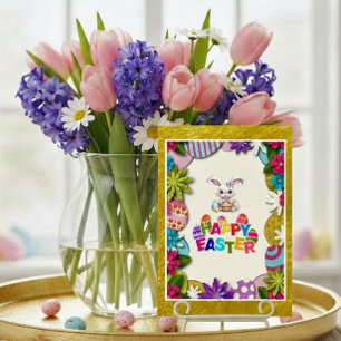 Chasse aux œufs de Pâques florale colorée en papie