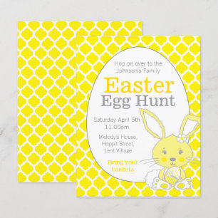 Chasse aux oeufs de Pâques invitation lapin gris j