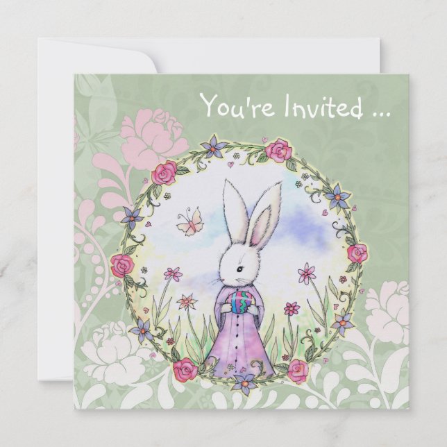 Chasse aux œufs de Pâques Invitations de lapin de  (Devant)