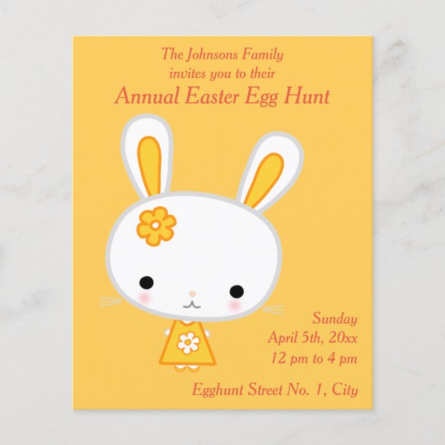 Chasse aux oeufs du lapin jaune de Pâques Invitati (Devant)