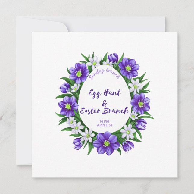 Chasse aux oeufs, invitation au brunch de Pâques (Devant)