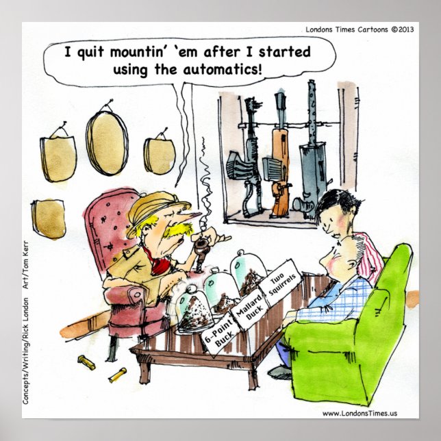 Chasse Avec Automatique Drôle Poster (Devant)