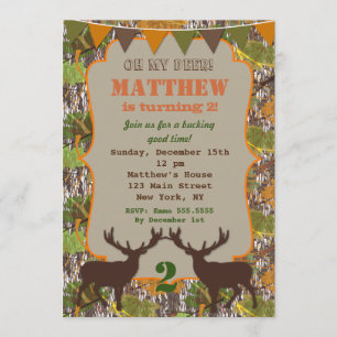 Chasse Camo Anniversaire Invitations