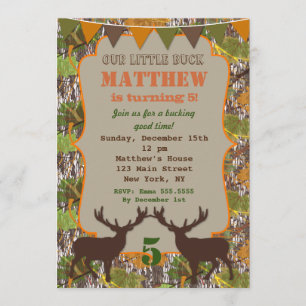Chasse Camo Anniversaire Invitations