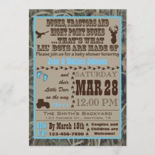 Chasse Camo Baby Boy Shower Invitations Blue Trac