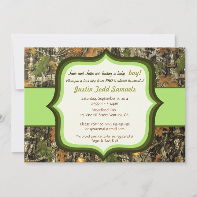 Chasse Camo Baby Shower Invitation (Devant)
