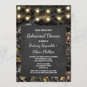 Chasse Camo + Chalk Rehearsal Dîner Invitations