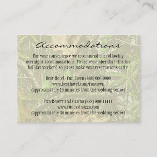 Chasse Camo Mariage Insertion Cartes de Réception