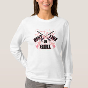 Chasse comme un T-shirt de fusil de Camo de rose