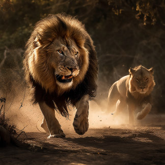 Chasse Partenaires Lion et Lioness Jigsaw Puzzle