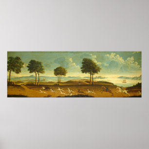 Chasse Scene & Harbour - Poster d'art américain