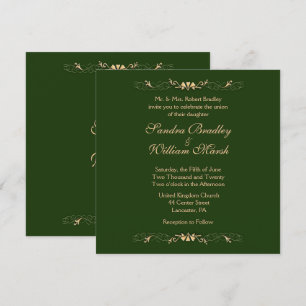 Chasseur Faire-part de mariage vert et or
