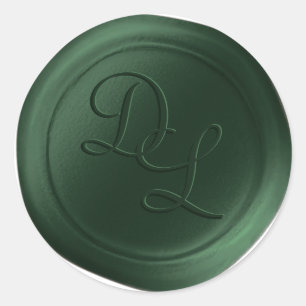Chasseur Vert 2 Lettre Monogramme Stickers Cire