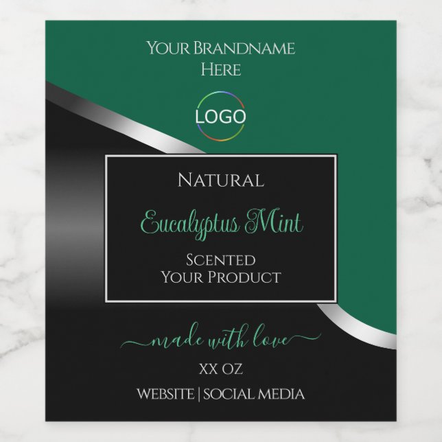 Chasseur Vert Vave Argent Noir Logo Étiquettes du  (Étiquettes simples)