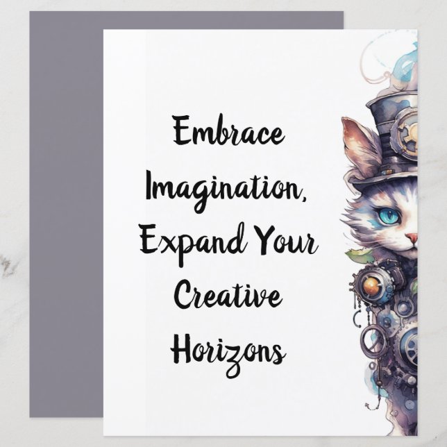 Chat 1 Kitten et chapeau supérieur aquarelle (Devant / Derrière)