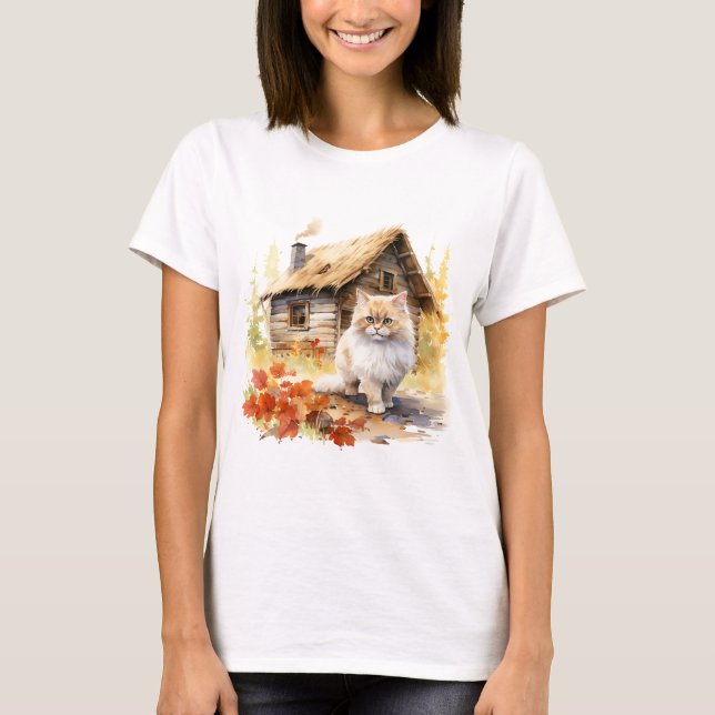 Chat 4 en T-shirt automne (Devant)