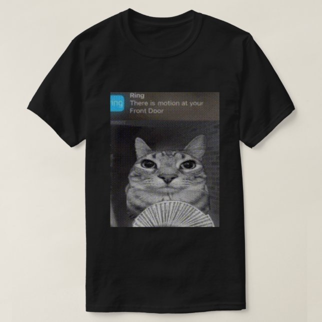 Chat à anneaux avec T-shirt de mème de mouvement (Design devant)