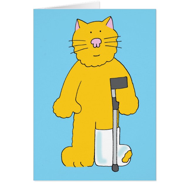 Chat à Jambe cassée avec Jambe en plâtre (Devant)