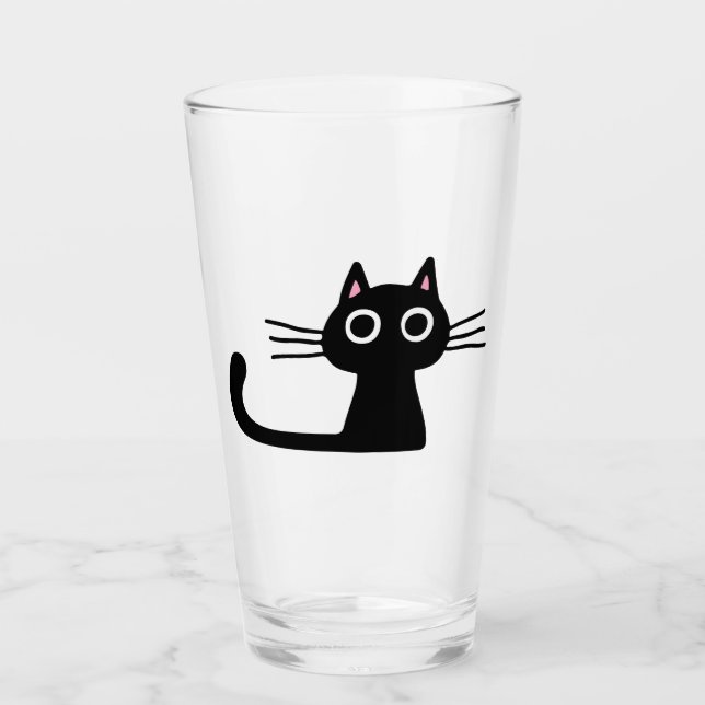 Chat à Kitty Noir Quirky | Verre de boisson Fun Fe (Devant)