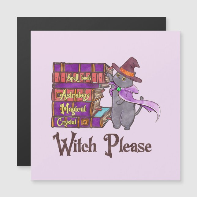 Chat à sorcière mignonne avec livres - "Sorcière s (Devant / Derrière)