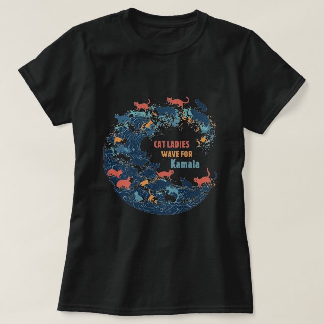 Chat à vague bleue pour T-shirt Kamala (Design devant)