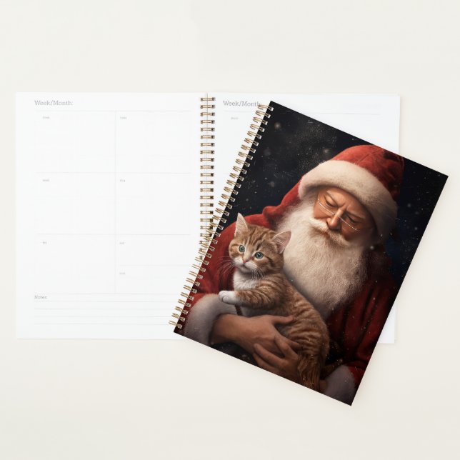 Chat Abyssin avec le Père Noël Festif de Noël  (Devant avec enveloppe)