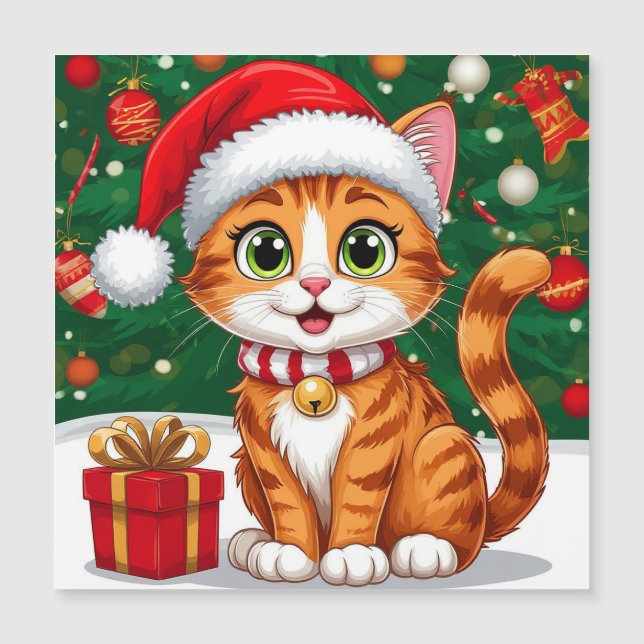 Chat adorable avec un chapeau de Père Noël et un c (Devant)