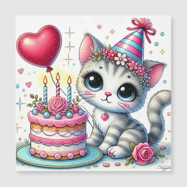 Chat adorable célébrant son anniversaire avec un g (Devant)