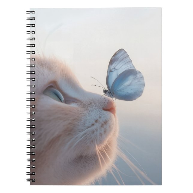 Chat adorable et Carnet spiral papillon bleu (Devant)
