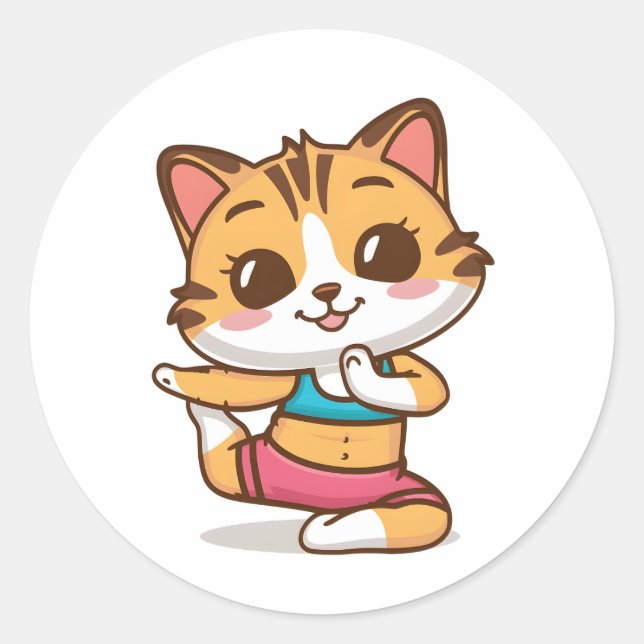Chat adorable Faire Sticker Yoga - Joli Feline Yog (Devant)