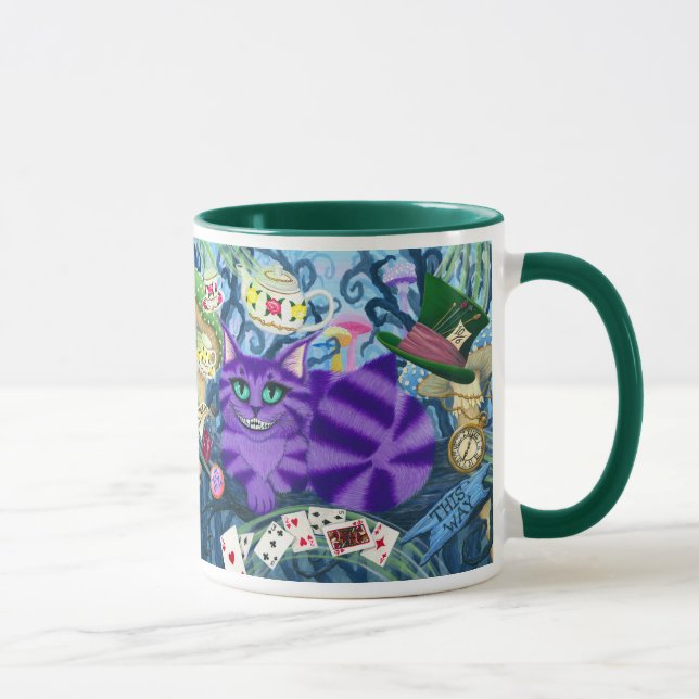 Chat Alice de Cheshire dans la tasse d'art (Droite)