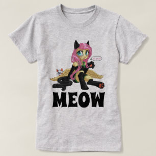 CHAT ANIME FILLE MEOW T-SHIRT