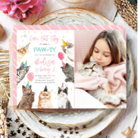 Chat Anniversaire Invitation Kitten Party Pawty Gi