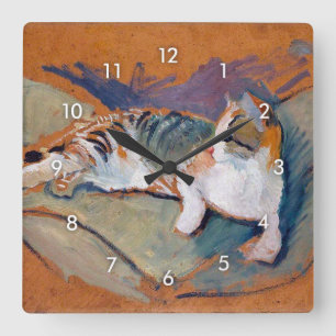 Chat, août Macke Carré Horloge murale