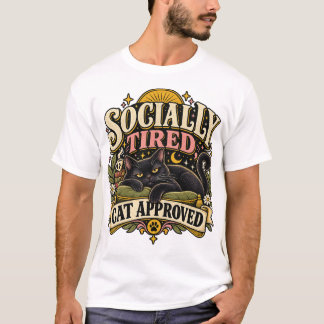 Chat approuvé fatigué socialement T-Shirt vintage