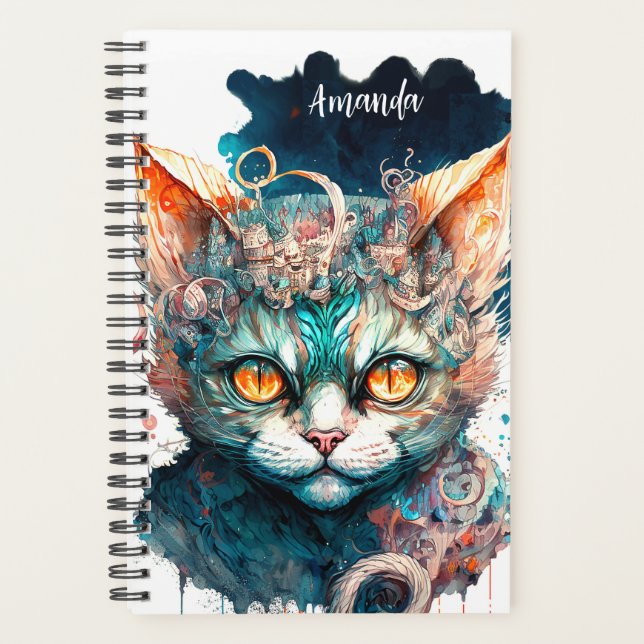 Chat aquarelle en style steampunk (Devant)