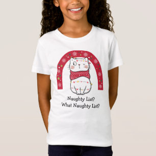 Chat arc-en-ciel de Noël sur le T-shirt Naughty L