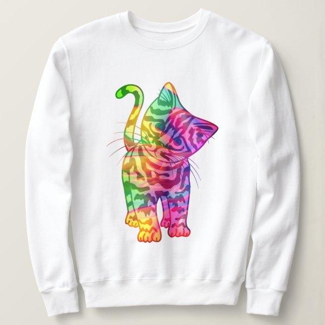 Chat arc-en-ciel mignon, Sweatshirt Sweat - shirt  (Design devant)