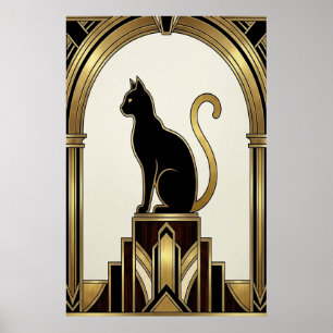 Chat Art Déco Minimaliste Noir Archway