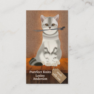 Chat artisanal Carte de visite de détail de Knit h