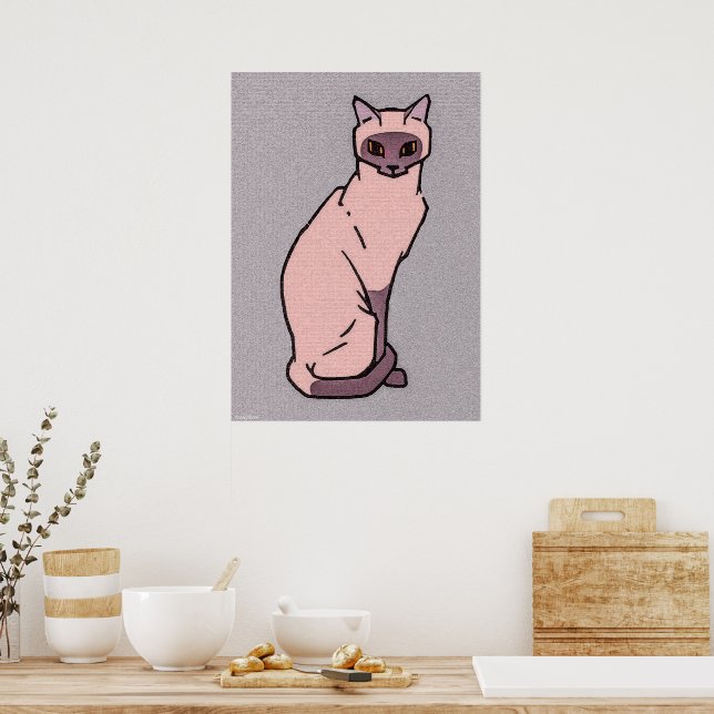 chat assis par Julie de Graag Poster (Cuisine)