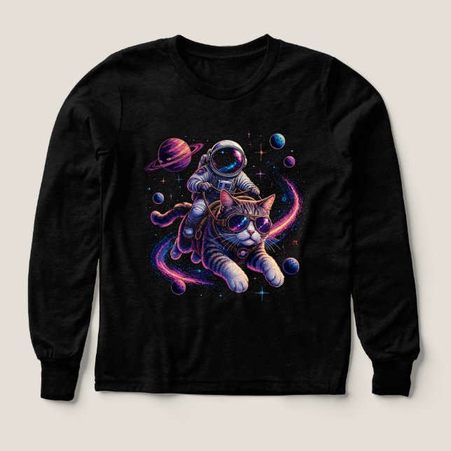 Chat astronaute chevauchant à travers l'espace (Motif recto)