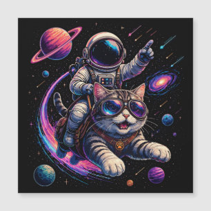 Chat astronaute chevauchant à travers l'espace
