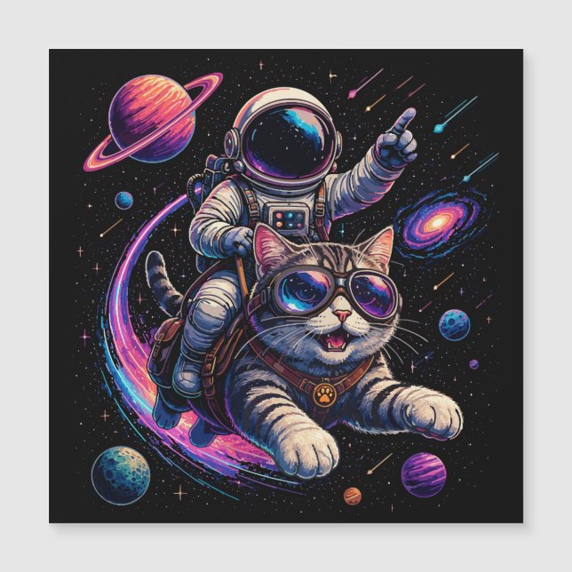 Chat astronaute chevauchant à travers l'espace (Devant)