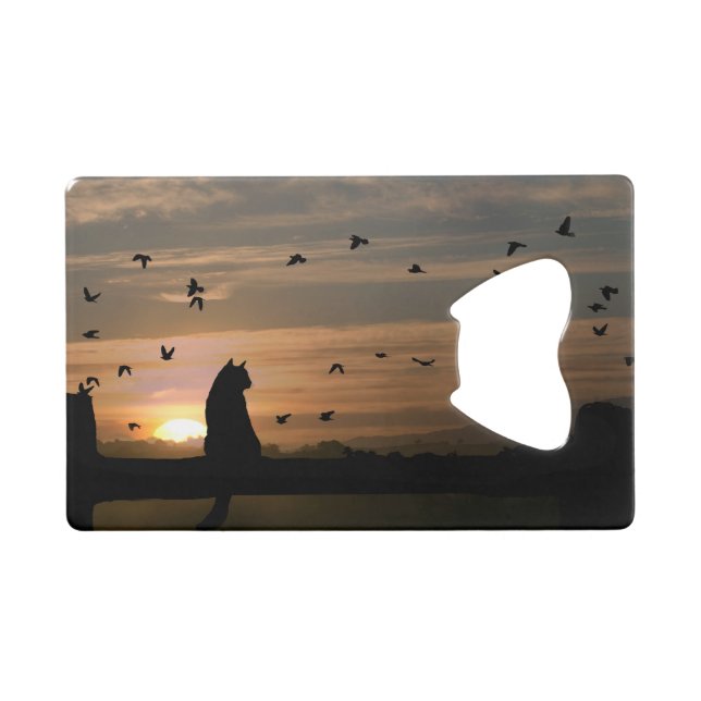 Chat au coucher du soleil Ouverture de bouteille d (Devant (Horizontal))