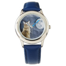Chat au gingembre et montre de Pleine lune